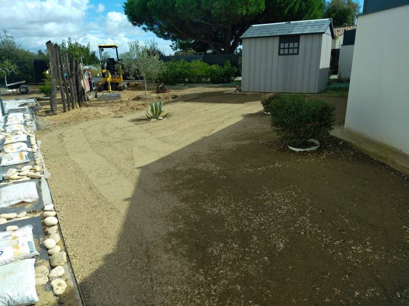 Terrassement de la terre avec plaque vibrante Longeville